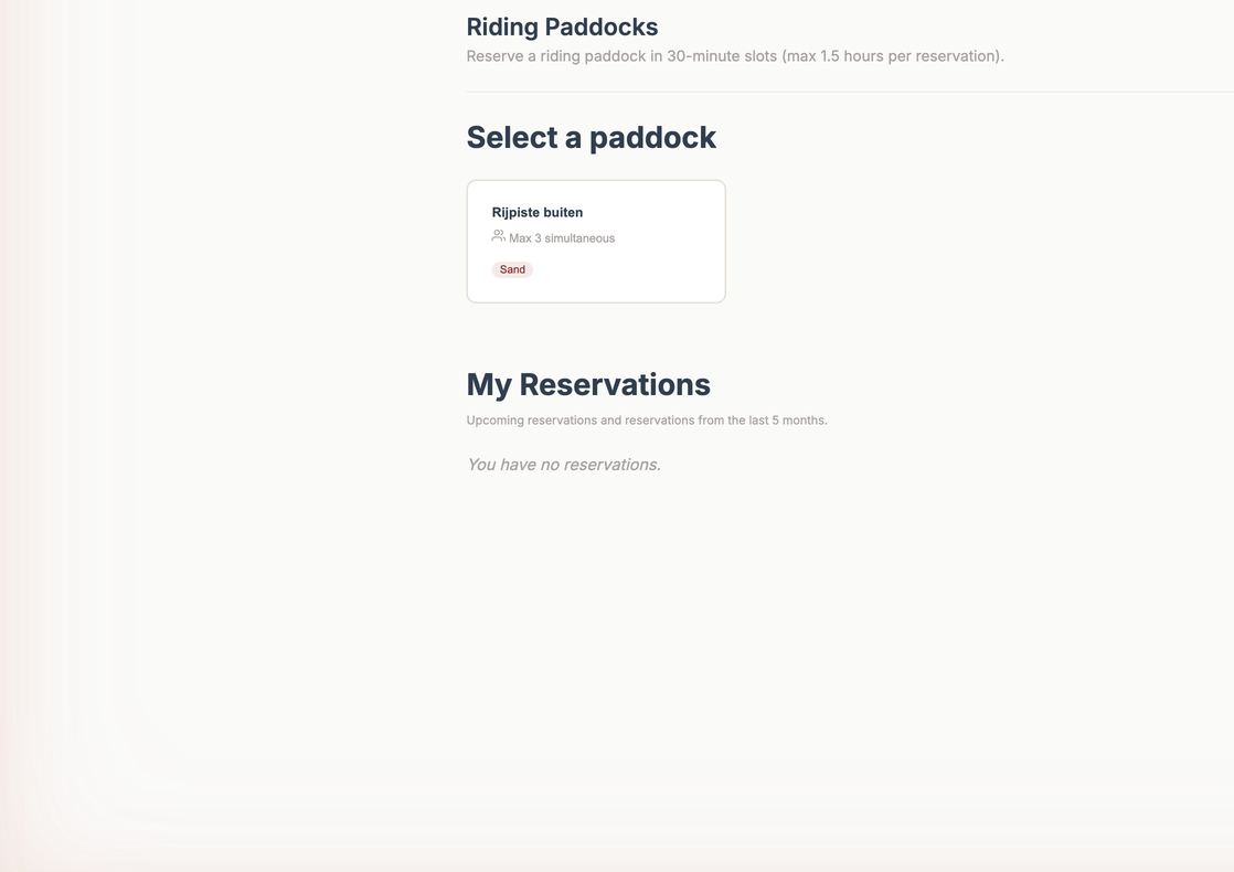 Member Paddock Reservations
