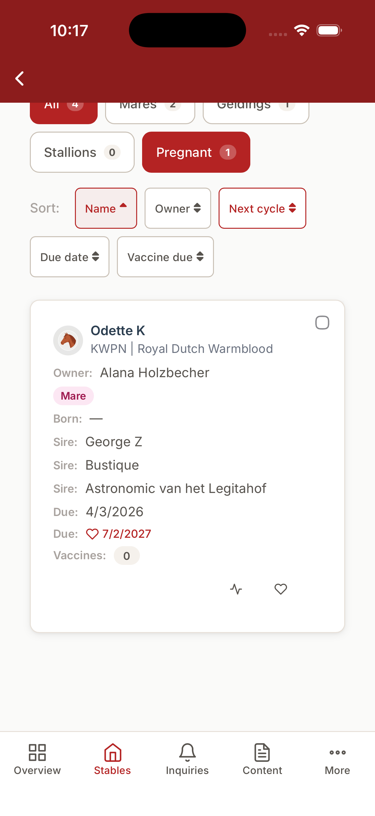 Gestalde paarden gefilterd op drachtige merries op mobiel